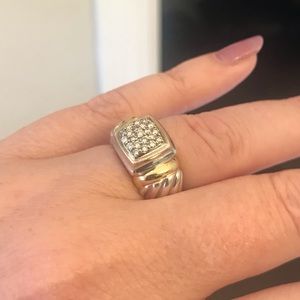 DAVID YURMAN Diamond Noblesse Cocktail Ring 18K Gold & Sterling Silver